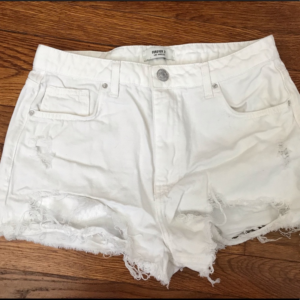 High waisted ripped shorts